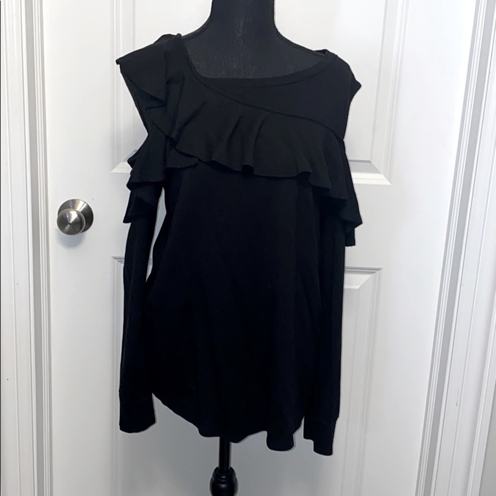 HALOGEN Cold Shoulder Ruffle Sweater - Picture 3 of 15